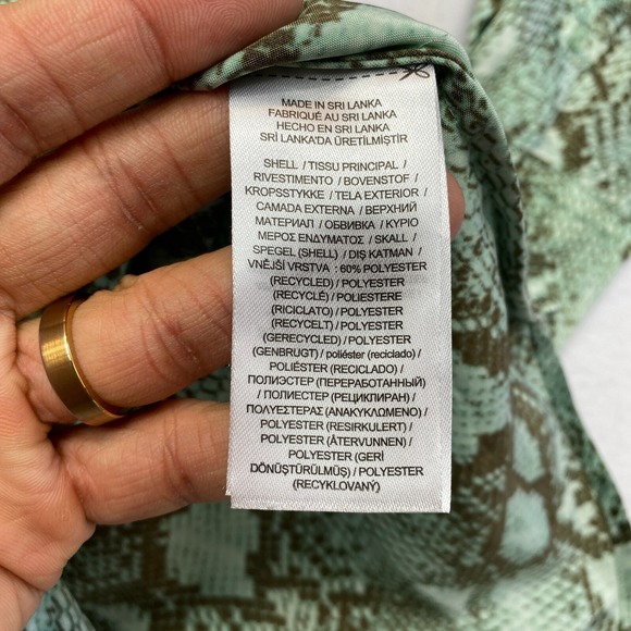 Lauren Ralph Lauren Shirt Womens M Green Long Sleeve Snake Skin Button Up Blouse - Picture 6 of 11